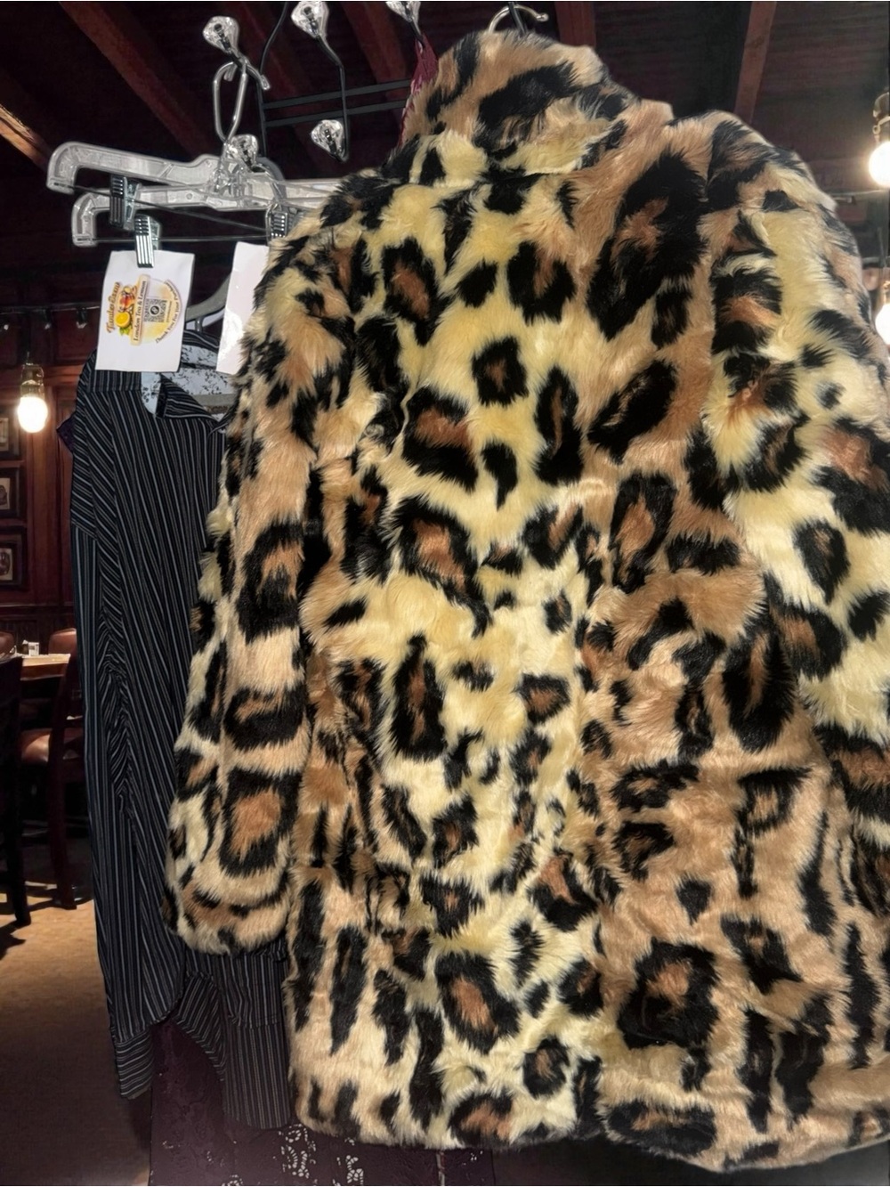 Jessica Simpson Faux Fur Leopard Print Coat Jacket Womens XL Glam Statement - Picture 7 of 8